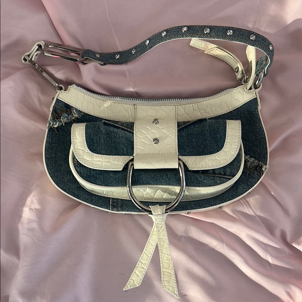 RARE VINTAGE D&G Dolce & Gabbana  Denim and White Women's Bag Purse